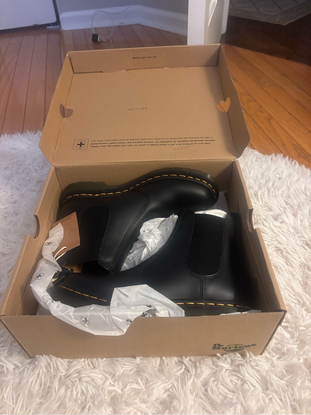Dr. Martens Black Leather Chelsea Boots with Yellow Stitching